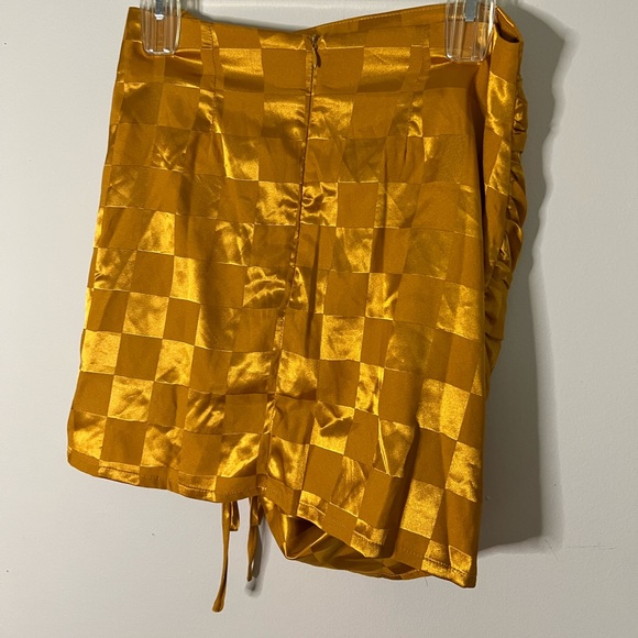 12th Tribe Women’s Gold Checkered Mini Skirt - Picture 4 of 4